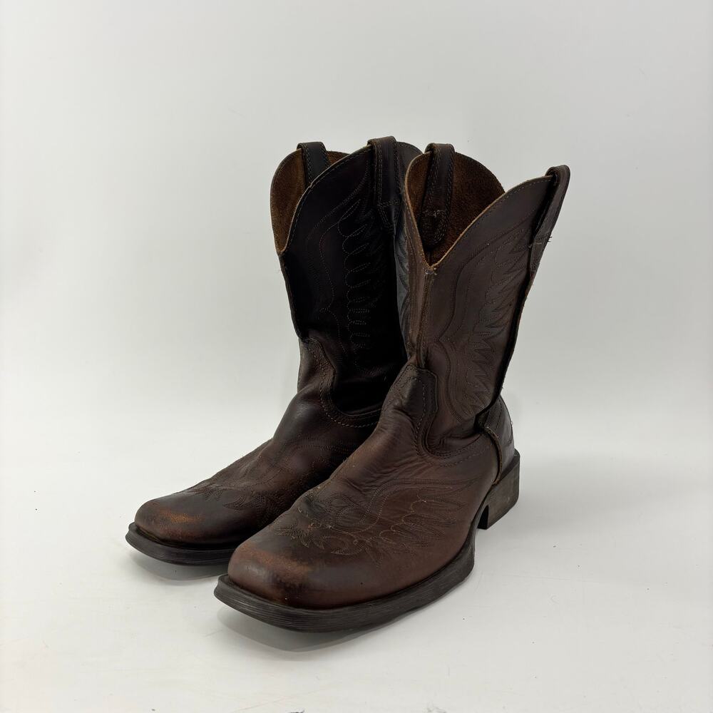 Ariat Boots Mens Size 10.5 D Square Toe Brown Leather Western Cowboy 10010944